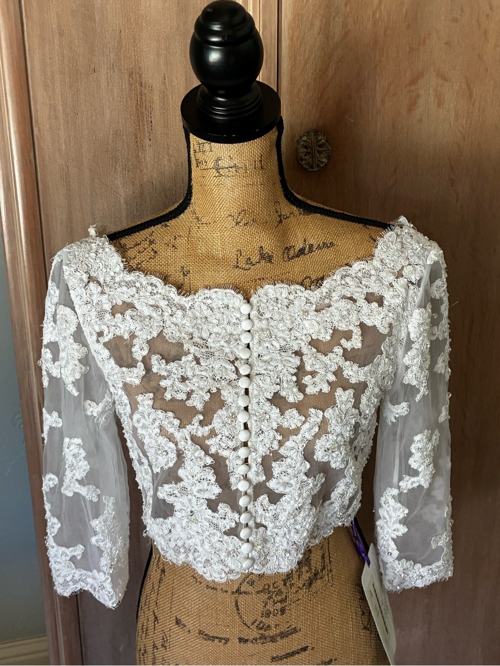 NWT Lace Beaded tulle Bolero jacket for wedding dress 10